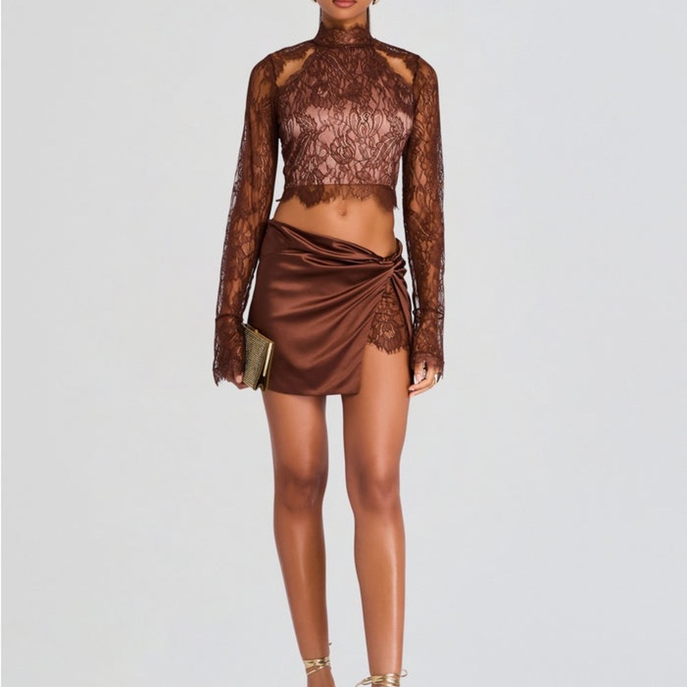 Retrofete Reeve Silk Skirt - Espresso Size Small